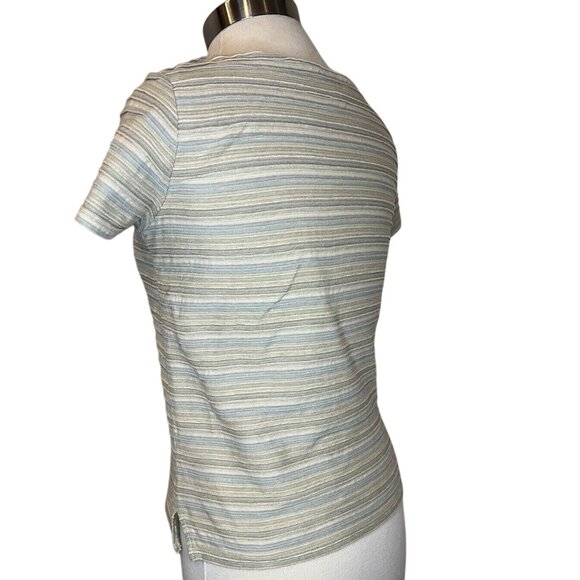 Vintage J. Jill Women SP Striped Short Sleeve  Cotton Top USA Y2K Pullover - Picture 5 of 13